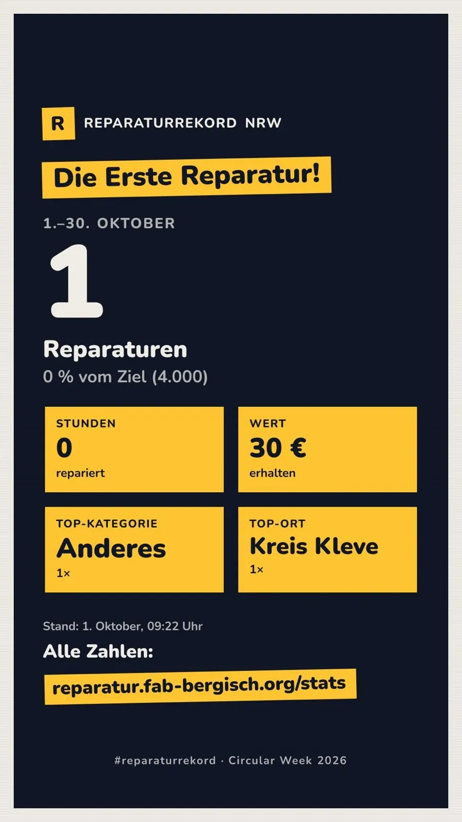 The first repair, 1 October